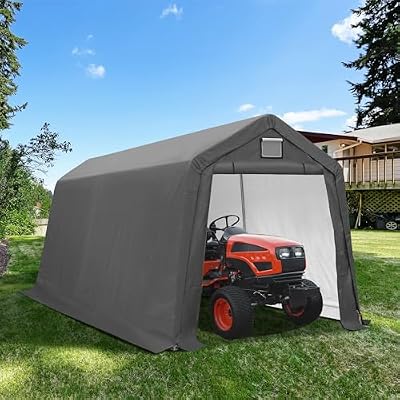 Raysfung 7' x 12' Outdoor Storage Shelter Shed, Portable Storage Shed Heavy Duty Portable Garage with Roll-up Zipper Door for Generator, Vehicles,Motorcycle