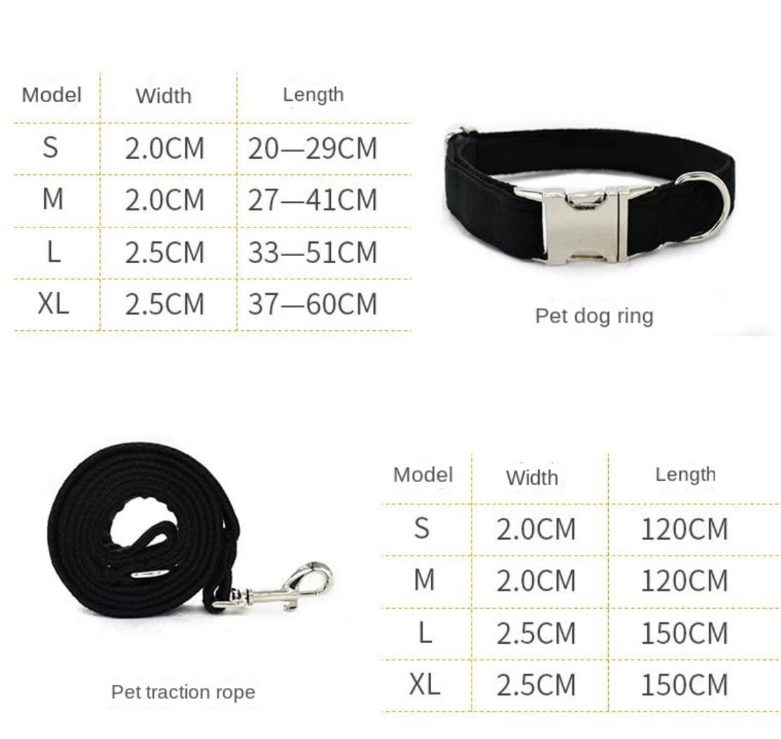 Correa Perro Correr Corbata De Lazo Collar para Mascotas Diseñador Espesar Terciopelo Ajustable Perro Personalizado Y Conjunto Correa Antideslizantes Reforzada(33-51cm)