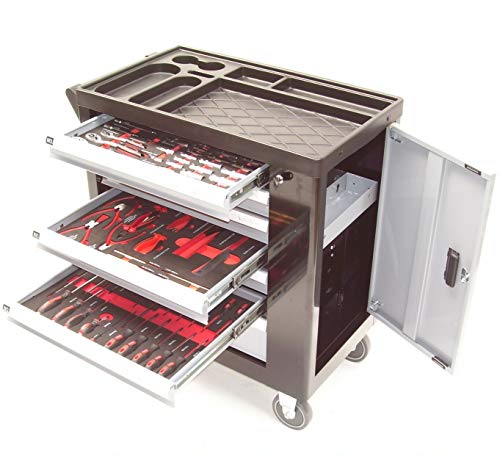 Werkstattwagen Werkzeugwagen inkl. Werkzeug 259tlg. Werkzeugsatz gefüllt B6195, inkl. 7-Fächer befüllt CR-V Werkzeugsatz, Werkzeugwagen 7 Fächer + Türfach AWZ – Bild 3