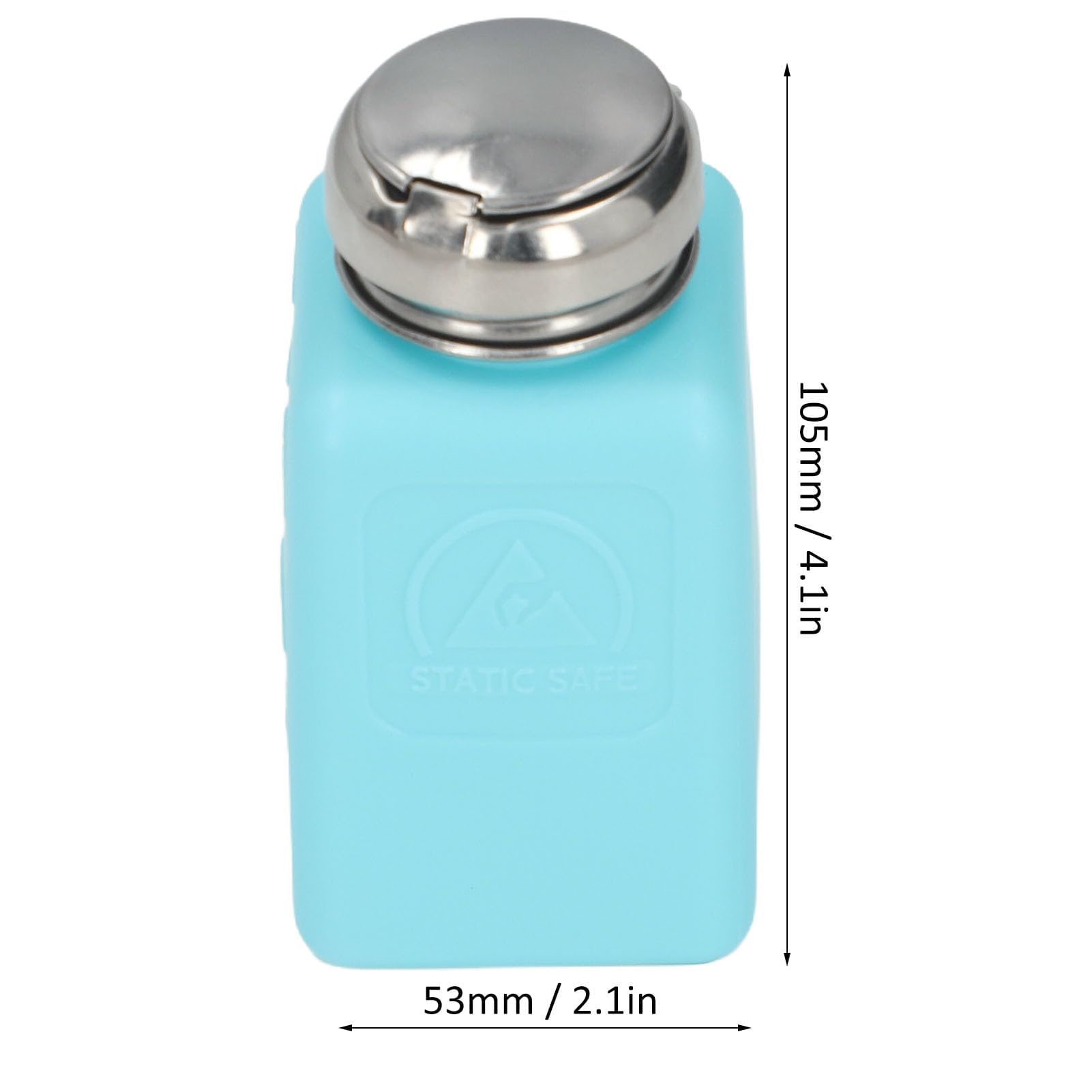 ViaGasaFamido Dispensador de Solvente Antiestático, 200ml, Botella Cuadrada HDPE con Bomba de Presión ESD, Tapón de Acero Inoxidable, Azul