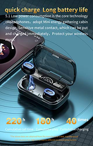 Fones de ouvido sem fio TWS, fones de ouvido Bluetooth 5.1 Touch Control com capa de carregamento no