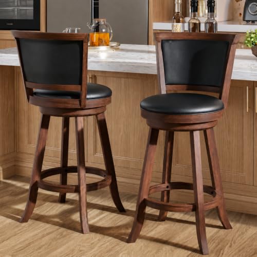 Image of Callales Bar Stools Set of 2, 30" Bar Height Island Chairs, Walnut