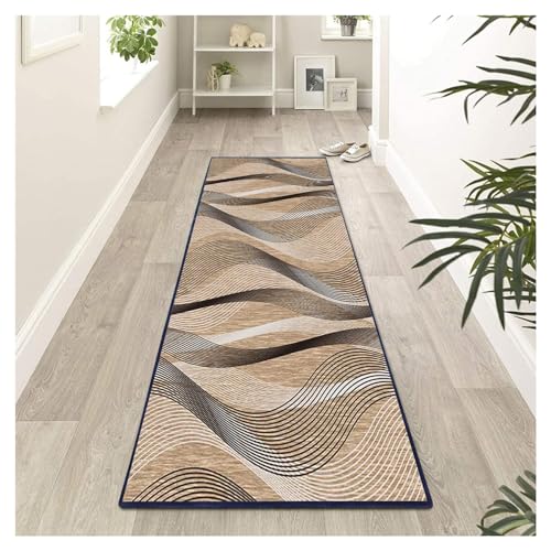 Siunwdiy Marron Tapis Couloir Long Abstrait 80X160cm,Tapis de Passage,Lavable antiderapant Tapis Chambre Adulte,Tapis de Sol Cuisine,pour Couloir,Cuisine,entrée,Chambre...