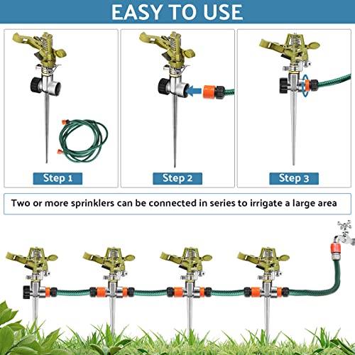 Zinc Alloy Garden Sprinklers 360 Degree Automatic Rotating Lawn Sprinkler With Water Stop Rings Adjustable Pulsating Sprinklers Yard Sprinkler Water Sprinklers For Yard Lawn Grass Irrigation (4) #TOP3