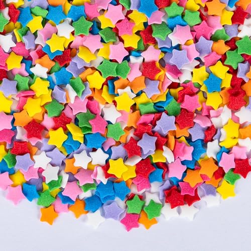 Image of Edible Star Confetti Sprinkles,130g Rainbow Stars Sugar Sprinkle for Cake Decorations,Colorful Pentagram Shape Candy Baking Dessert Toppers,Cupcakes,Cookies,Ice Cream,Donuts,Perfect for Birthday Wedding Celebration Party Decorating Supplies | 130g Colorful Pentagram Baking Decorating,Pastel Candy for Cupcake,Cookie,Donuts,Birthday Wedding,Celebration Party Supplies
