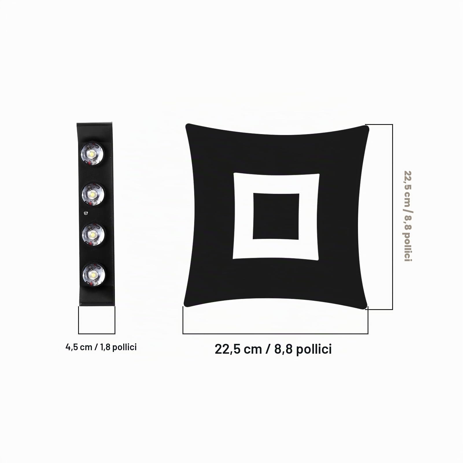 KAWELL 22W Moderno Applique da Parete LED Lampada da Muro Interno Esterno | Alluminio Lampada da Parete, Impermeabile IP65, per Camera da Letto Bagno Soggiorno Scale Corridoio Ingresso