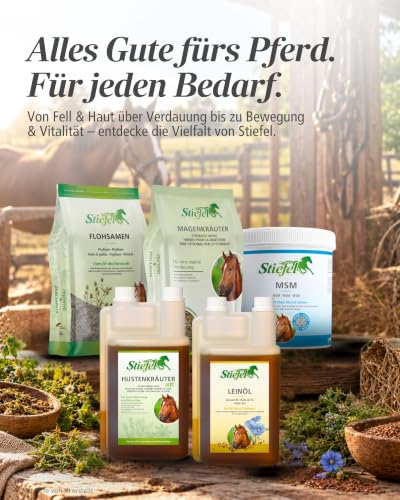 Stiefel Leinöl für Pferde 1L I Kaltgepresstes Öl für Fell, Haut & Verdauung