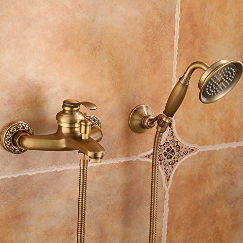 ZXZB Traje de Ducha de Latón Portátil Home Home Retro Coucet de Ducha de Ducha de Lujo Y Antigüedades de Porcelana Simple/C