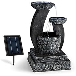 <b><center>Cómo decorar el jardín: Una selección de las mejores ideas que te encantarán</b></center> 2 Blumfeldt Fantaghiro Fuente Ornamental de jardín con Panel Solar (Efecto Piedra, poliresina, Juego de Agua 3 Niveles, diseño mágico, miniboma, iluminacion LED, para Interior o Exterior)