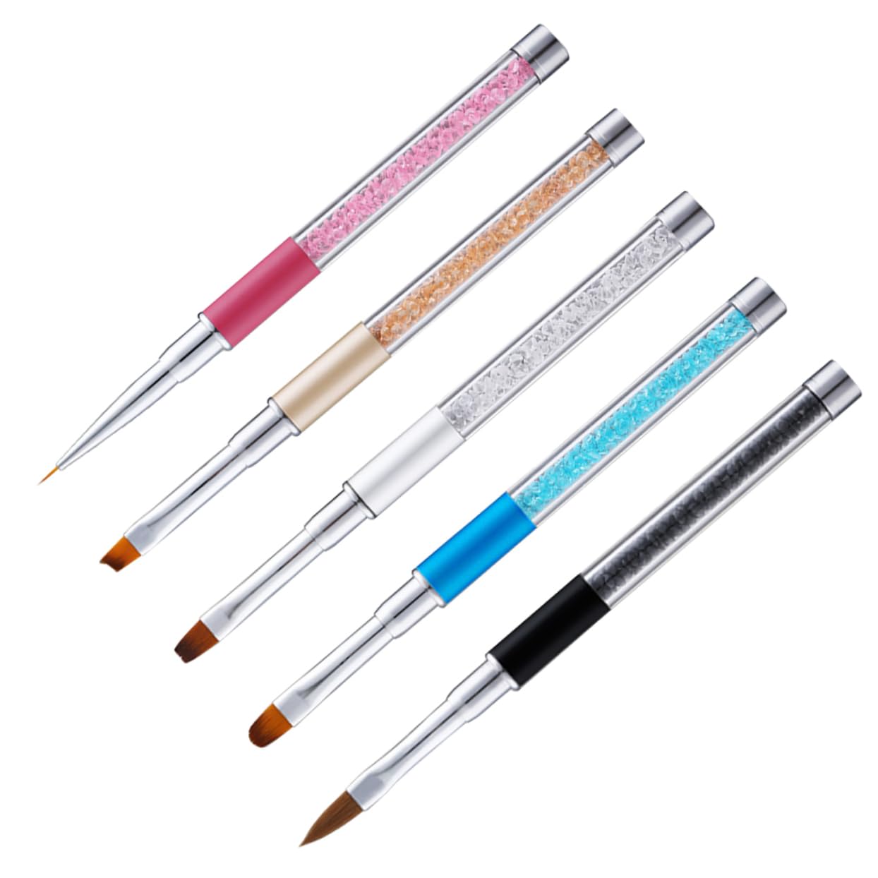 minkissy 2 Set Di Penne Per Nail Art in Acrilico Con Manico in Strass Set Di Strumenti Per Manicure Francese Per Salone Di Bellezza Domestico 5 Pezzi * 2