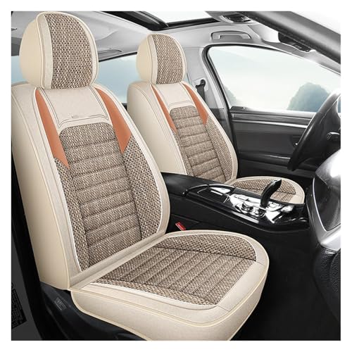 Fundas de asientos para coche con textura de lino, protectores universales transpirables