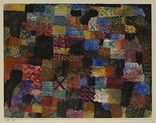 Paul Klee Deep Pathos : tableau abstrait moyen format et cadre marron satiné pour mur