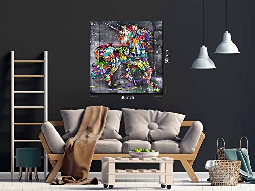 Cirabky Banksy Wall-Art Living Room - Unicorn Wall Art For Girls Room - Graffiti Wall Decor Large Poster Ready To Hang Size 30"X 30" #TOP7