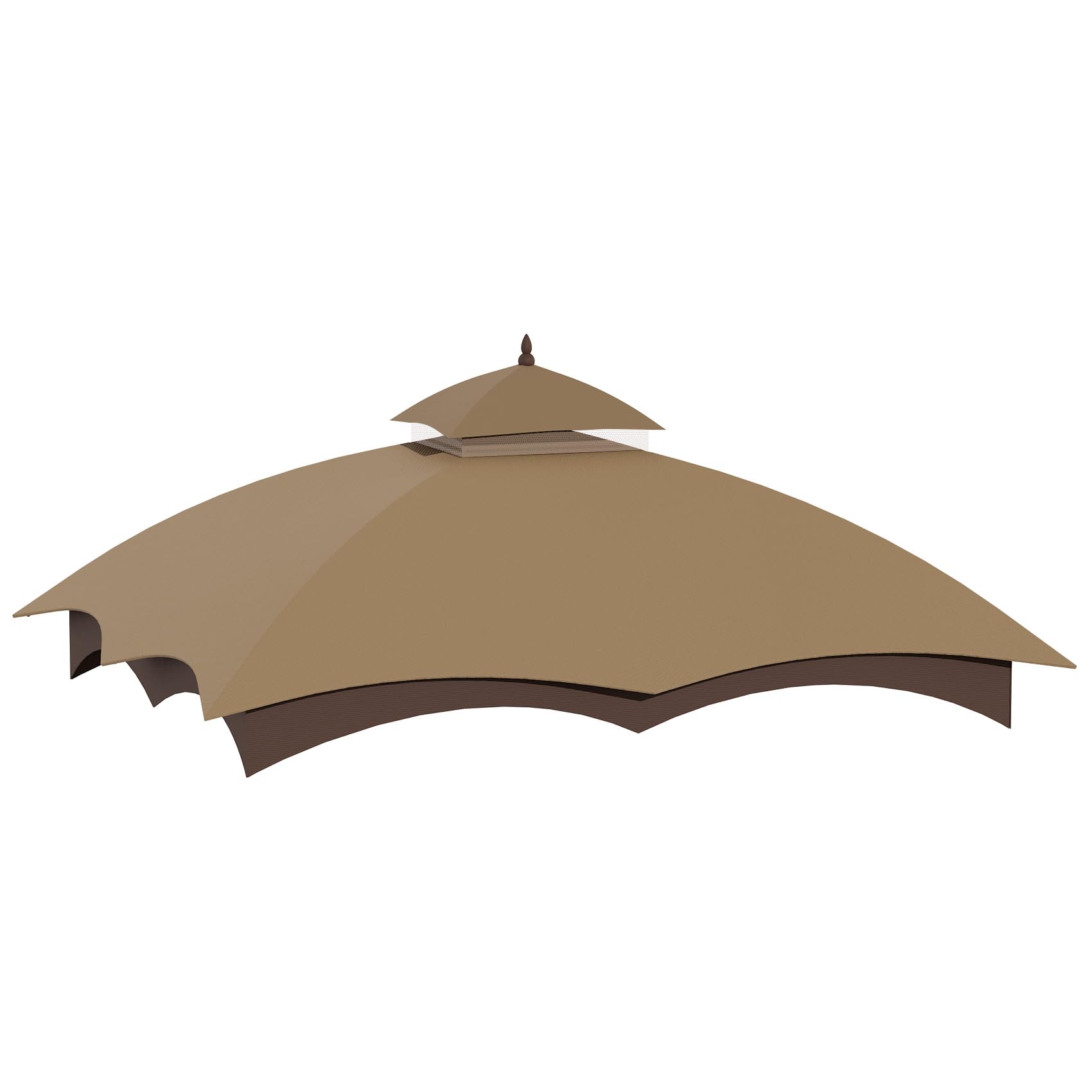 Replacement Canopy Top for Lowe's Allen Roth 10x12FT Gazebo #GF-12S004B-1(Replacement Canopy Only), Double Tier Gazebo Roof Cover for Lowe's Allen Roth 10x12 Gazebo #GF-12S004B-1(Khaki)