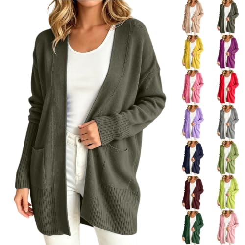 GOSEAGOTOFUN Oversized Cardigans for Women Knit Long Cardigans Lightweight Open Front Sweater Casual Loose Fall Outerwear Army Green Small - image 1