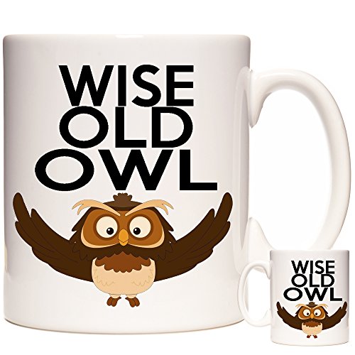 Image of FUNNY NOVELTY MUG. WISE OLD OWL GIFT MUG. Make them laugh at work. Ceramic Gift Mug. Microwave and Dishwasher Proof. Workplace mug, Gift for work mates and colleagues. Funny mug. Can be personalised