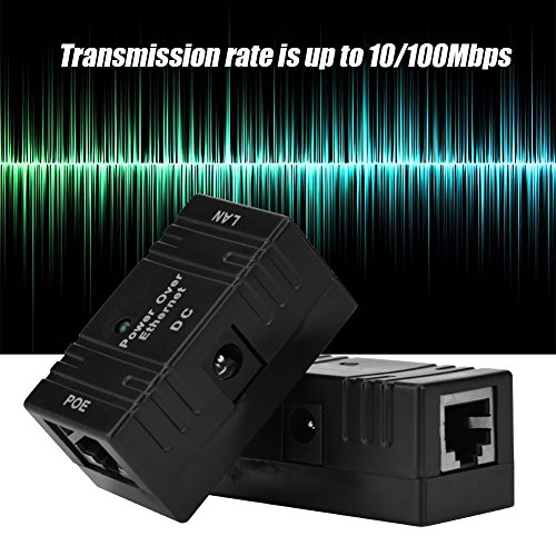 2PCS Inyector Power Over Ethernet, Adaptador POE, Fuente de alimentación POE negra de 96W 48V 10 100Mbps para cámara IP de red miniatura 3