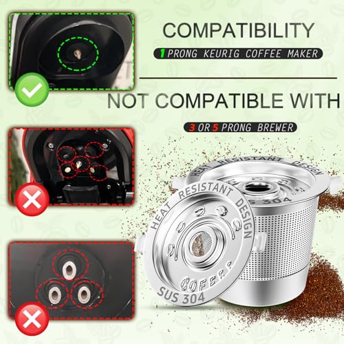 Image of NESSUS 1 Pack Reusable K Cup for Keurig 1.0, Stainless Steel Reusable K Cups for Keurig 1 Prong Coffee Maker K Cup Reusable Coffee Pods with Heat Resistant Handles and Scoop, NO BPA