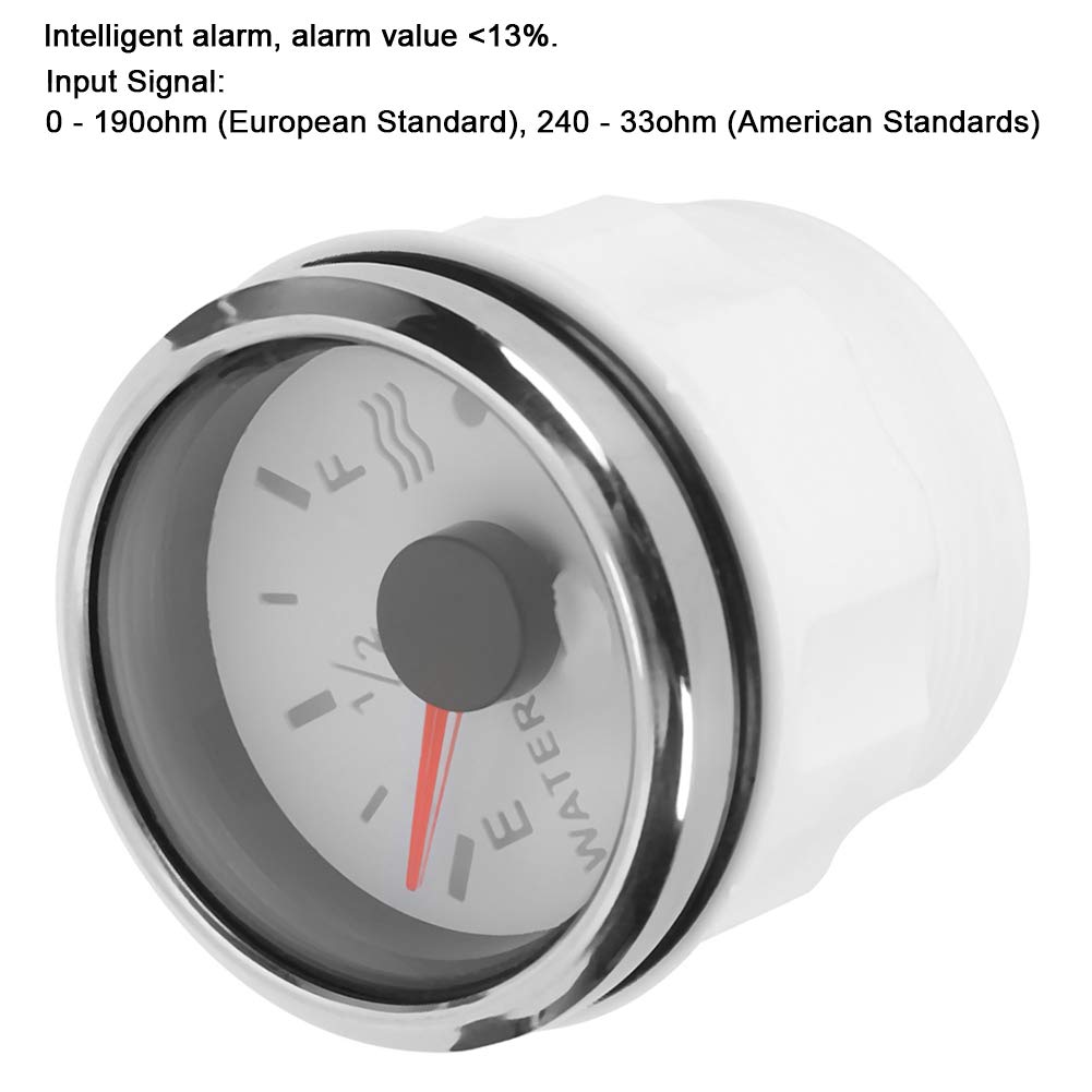 Indicador de Nivel de Agua 52mm Compatible con Señal Europea 0 190 Ohmios para Barcos Vehículos Recreativos y Yates con Alarma Inteligente y Materiales Resistentes