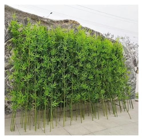 Artificial Outdoor Bamboo Tree UV Resistant 3ft 4ft 5ft 6ft 7ft 8ft Tall, Garden Privacy Screen Large Faux Silk Trees with Leaves, Fake Plant Plastic for Indoor Home Decor(10 Pack,2.5m/8ft Tall)