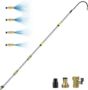 Telescopic gutter cleaning wand with hose attachment