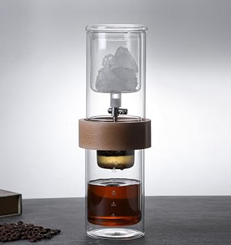 Water Dripper, Coffee Server, Cold Brew Coffee Pot, Cold Brew Coffee Pot, Ice Drip Coffee Maker, Hand Drip Pot, Ice Drip Pot, Handmade Espresso Wood Ring 500ml