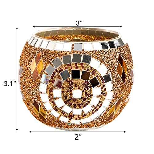 Hacaroa Set Of 4 Mosaic Glass Candle Holders, Colorful Votive Tealight Holder Handmade Led Candle Lamps Bowls, Romantic Artwork Gifts For Aromatherapy, Party, Wedding, Home Decor, 4 Types #TOP1
