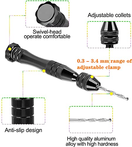 Hakkin 32 Pcs Pin Vise Hand Drill For Jewelry Making, Mini Manual Drill Kit - 0.8-3.0Mm Hss Micro Twist Drill, Pin Vise, Carving Clamp And Pcb Drills, Rotary Hand Press Drill For Resin, Wood, Plastic #TOP2
