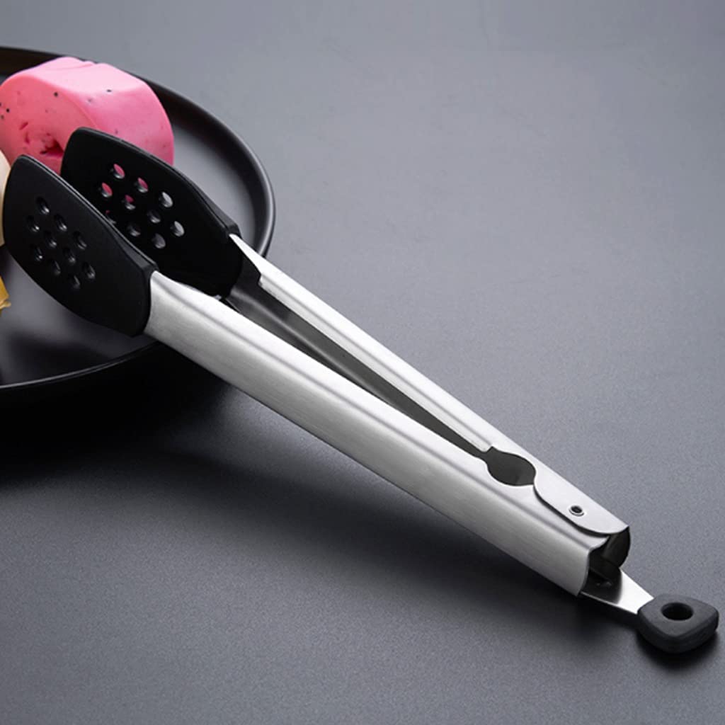 MRKU Pince de Cuisine en Acier Inoxydable avec Embouts en Silicone, poignée antidérapante et verrouillable, pour la friture