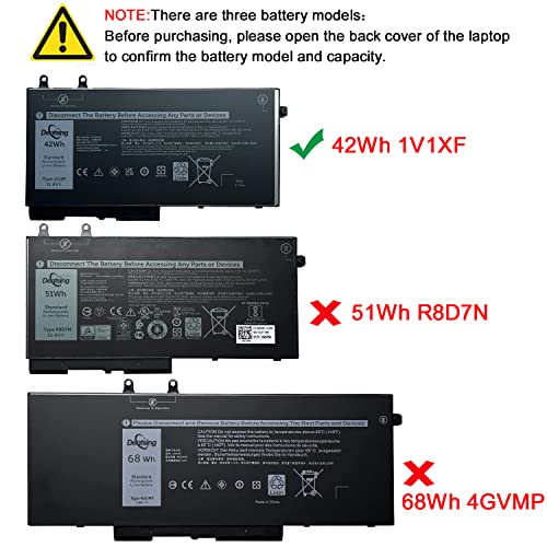 Image of 1V1XF Laptop Battery Compatible with Dell Latitude 5400 5410 5500 5510 Precision 3540 3550 Inspiron 7590 7591 7791 2-in-1 Series Notebook 01V1XF XV8CJ R8D7N 4GVMP 11.4V 42Wh /3500mAh 3-Cell