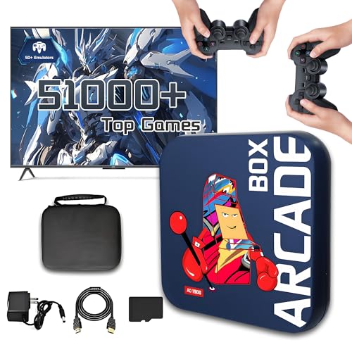 XIXIMENG Super Konsole 4K Arcade Box,51000/41000/31000+ Spiele,50/40/30 Emulatoren,HD HDMI Ausgang Retro Spielkonsole für TV,S905X Chip,Plug & Play Videospielkonsolen mit 2 Wireless Controller (256G)