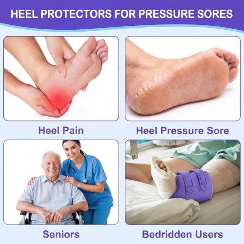 Image of Novabright 2 Pcs 3D Heel Protectors Foot Wedge Pillows Support Boot Bed Sore Pillow for Pressure Sores Bedridden Patients Relief Pressure Ankle Ulcers (Purple)