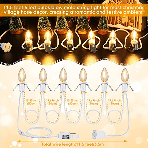 Aurelema Set of 9 Accessory Cord with 6 LED C7 Light Bulb Village Light Cord with Switch Socket Lamp Cord Replacement Light Bulbs, Village Accessories for Holiday Decor DIY Crafts, 11.5 Feet