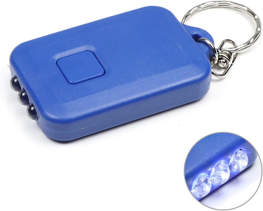 Othmro 5pcs Mini LED Keychain Flashlight Torch Solar Energy Power with Hook for Camping Hiking Hunting Fishing Blue