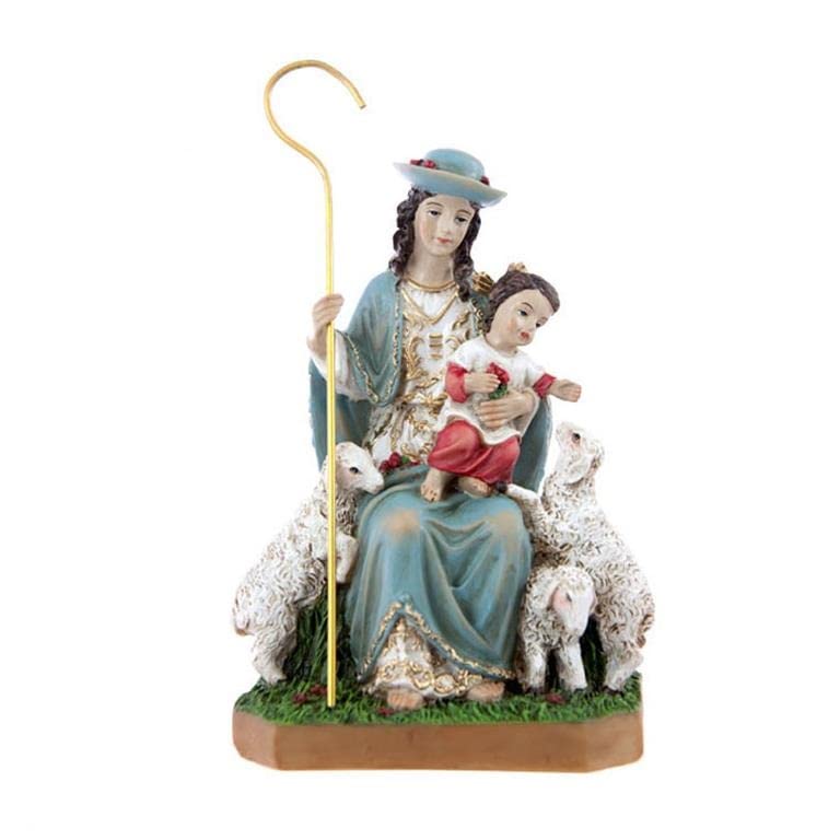 Figura Divina Pastora Resina Pintada a Mano 15 cm