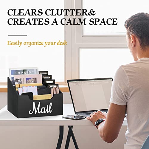 Lotus Desktop Mail Organizer Lotus Shaped Mail Holder Countertop Black Metal File Letter Sorter Envelope Document Paper Book Magazine Storage Office Home - View #11