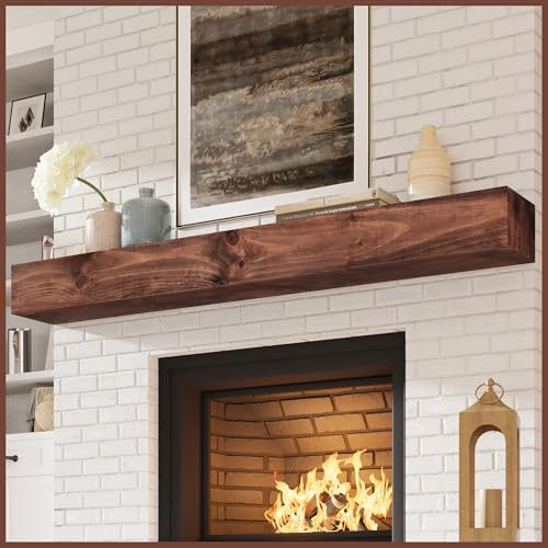 Eshoma Fireplace Mantel, 72 Inch Handcrafted Wood Mantles for Ove...