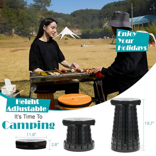Image of Spisces Upgraded Collapsible Stool with Cushion, 1000 lbs Capacity & 19.7-in High, Wider & Taller Heavy Duty Portable Telescoping Foldable Seat for Adults Camping, Travel, Music Festivals, Outdoors