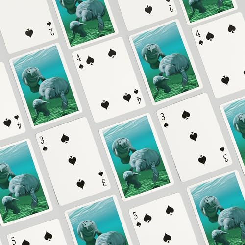 Baraja de 52 cartas para adultos de tamaño póker Manatees miniatura 4