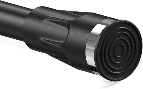 Barra de cortina de ducha negra de 48 a 84 pulgadas, ajustable, resistente, de acero inoxidable, para baño, ventanas, armario, barra sin taladrar