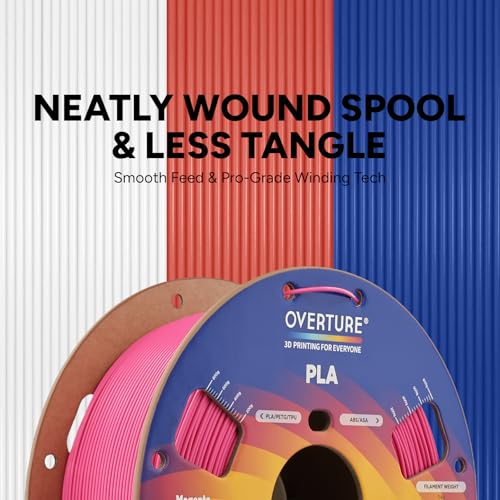 Image of OVERTURE High Speed PLA Filament 1.75mm, Neatly Wound 3D Printer Filament 1kg Spool (2.2lbs) Rapid PLA, Dimensional Accuracy + /- 0.02 mm, Fit Most FDM 3D Printers (Magenta)