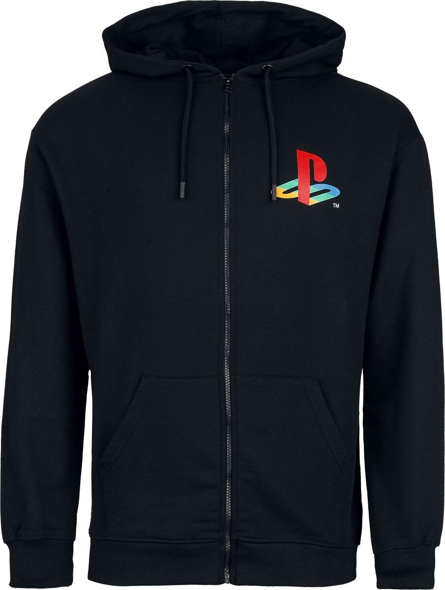 Playstation Logo Hombre Capucha con Cremallera Negro 60% algodón, 40% poliéster Regular
