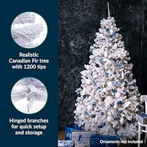 Prextex6footwhitechristmastree6ftartificialsprucewith1200tipsandmetalstandxmastreewhitehingedandlightweightforeasyassemblyfakefrostedchristmastree Urban Country Home Decor Prextex 6 foot white christmas tree 6ft artificial spruce with 1200 tips and metal stand xmas tree white hinged and lightweight for easy assembly fake frosted christmas tree urban country home decor