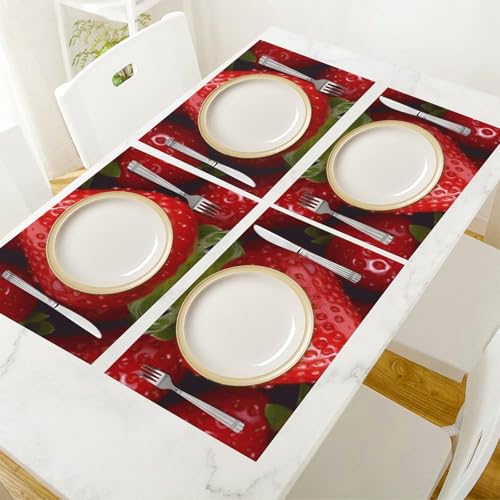 Set de table rouge en forme de fraise pour repas en extérieur