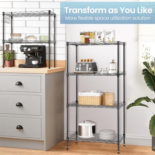 Himimi 6-Tier Wire Shelving Unit, Free Standing Shelf, Metal Storage Shelves, Heavy Duty Organizer Rack for Garage, Kitchen, Living Room, Bathroom, 21.26L x 11.42W x 62.99H, Black