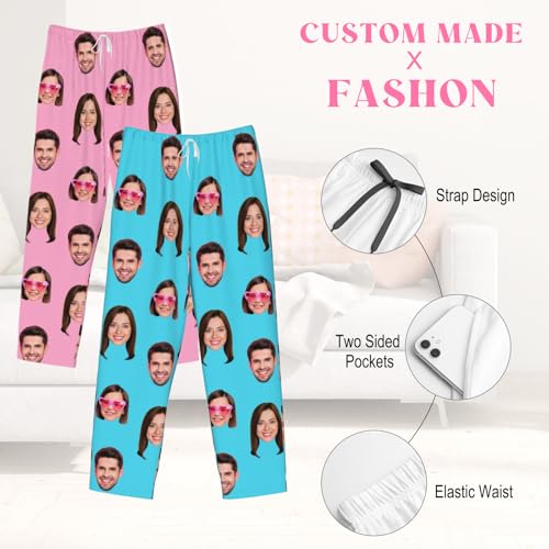 Custom Face Pajamas Pants for Women Men, Personalized Funny Pajama Bottoms with Photo, Customized Pj Pants Gift for Christmas3
