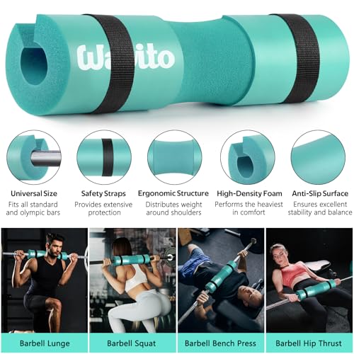 Image of WALITO 8Pcs Barbell Pad Set for Hip Thrust - Squat Pad,Gym Accessories for Women with Bar Bad,Bench Press, with Gym Ankle Straps,Resistance Bands for Working Out,Lifting Strap,Carry Bag
