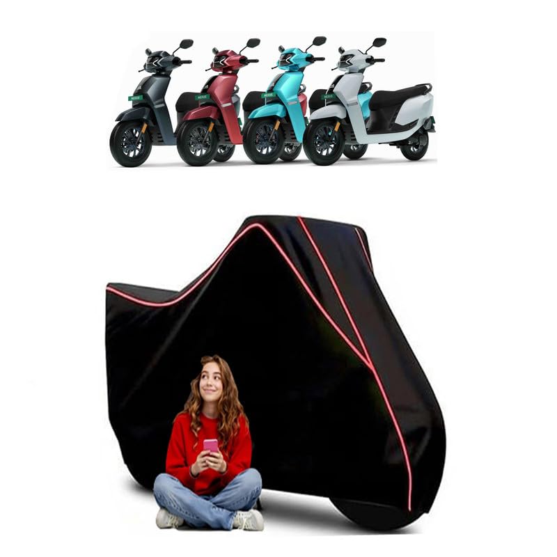 Image of Nexus EX Scooty Bike Cover Water Resistant Outdoor Use Universal Fit Scooters Motorcycles Heavy Duty UV Protection Dust Rain Scratch Resistant Elastic Bottom Black Blue Piping