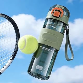 640ml Direct Drinking Sports Water Bottle with Straw Drinking Options, Leakproof Sports Water Bottle for Fitness, Hiking & Office Use (Green)