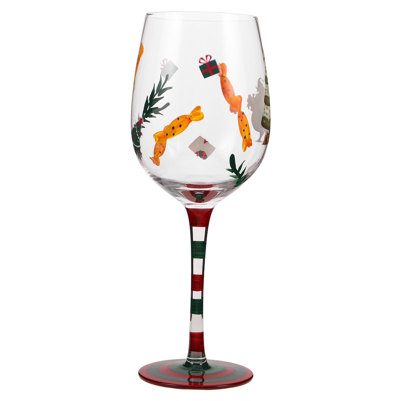 Copas de vino pintadas a mano con diseño navideño POPETPOP para mesas festivas